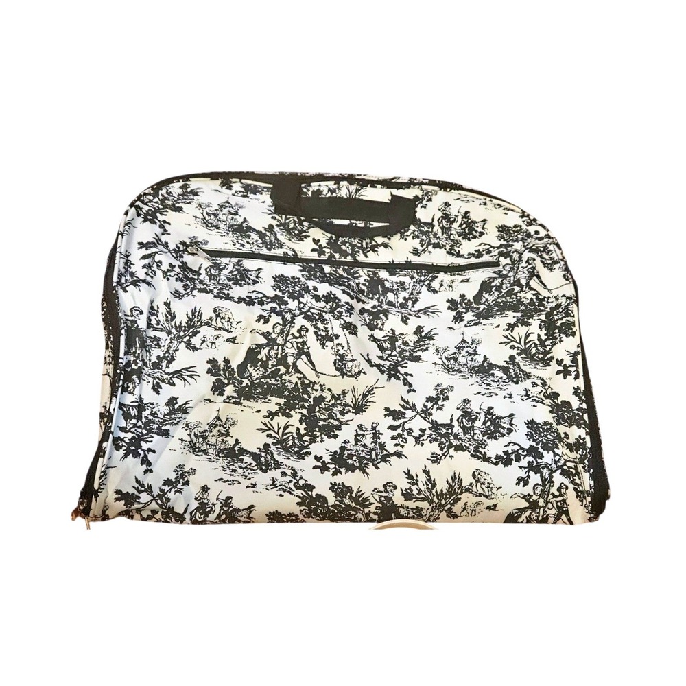 Floral Toile Garment Bag Black White Travel Suit Carrier Organizer